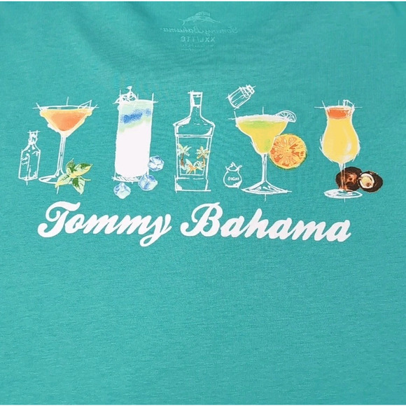 Tommy Bahama Short Sleeve T-Shirt Mens Size XXL 2XL Turquoise Cocktails NEW NWT - Picture 1 of 11